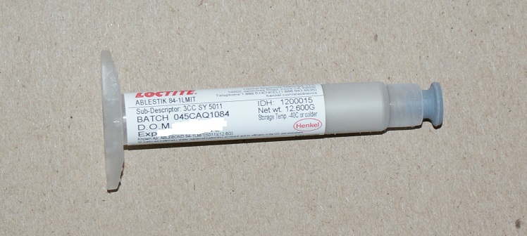 Ablebond 84-1LMIT aka Ablestik 84-1LMIT, Loctite-Henkel, 3cc pre-mixed and frozen syringe. In stock. Ships today.
